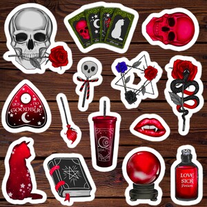 Red Wicca Sticker, Laptop Sticker Pack, Gothic Gifts, Gift for Witches,