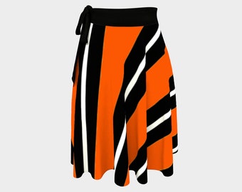 Black and Orange Striped Wrap Skirt | Halloween Wrap Skirt | One Size