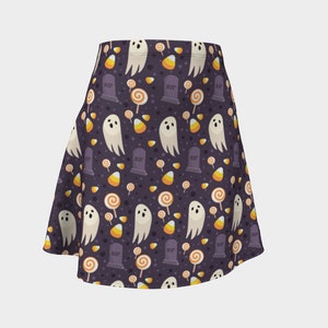 Vintage Ghosts & Candy Stretchy Flare Skirt | Halloween Apparel Skirt