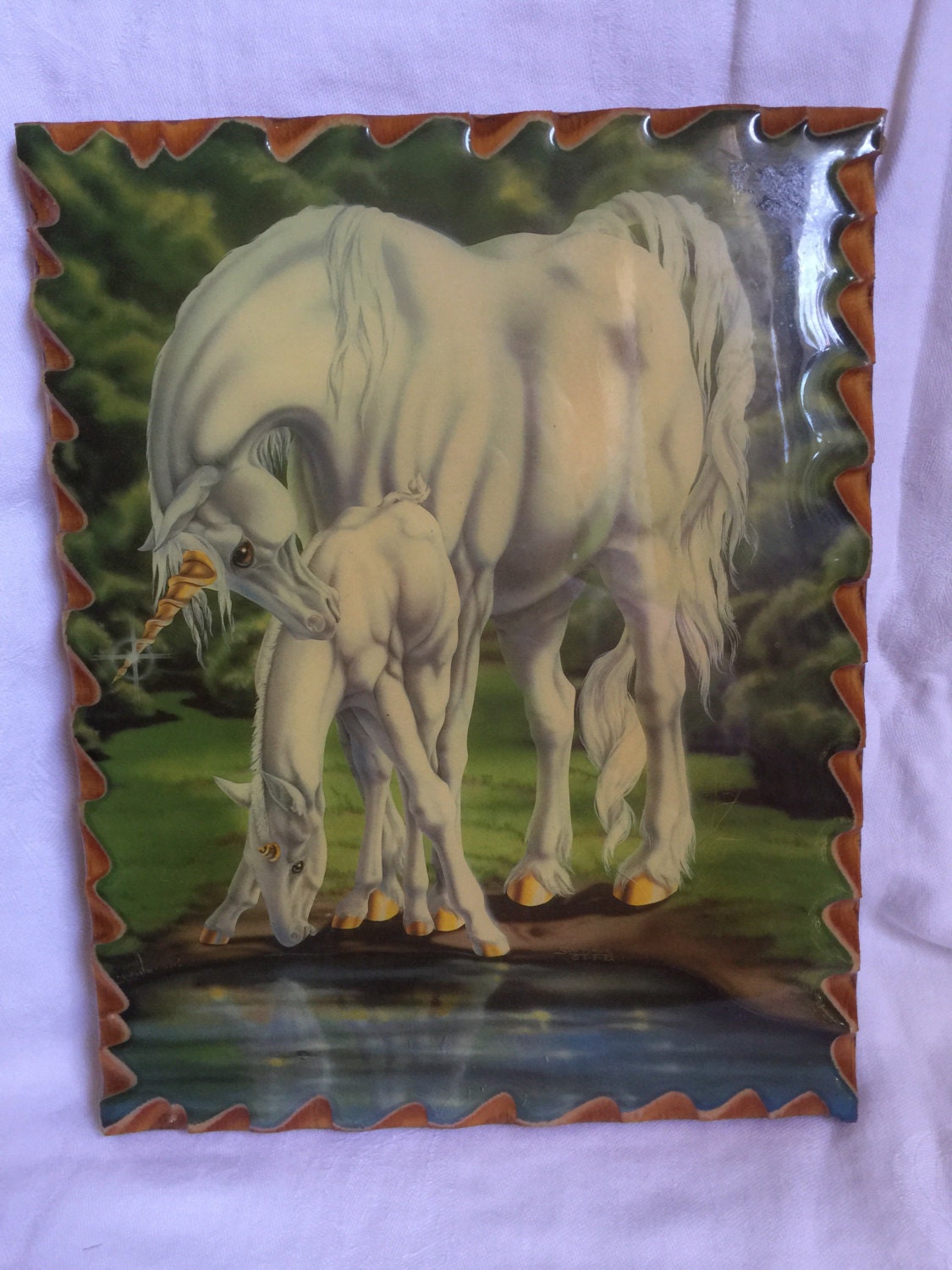 Vintage Pair of Unicorn Wooden Wall Art Sue Dawe Retro Fantasy ...