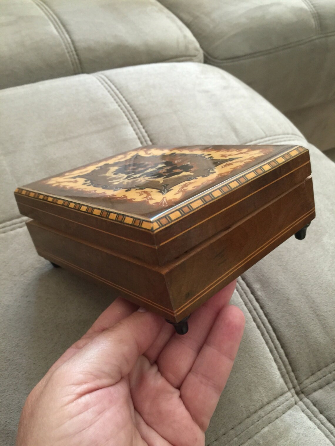 Vintage Italian Sorrento Inlaid Wooden Music Box Italy Jewelry Etsy