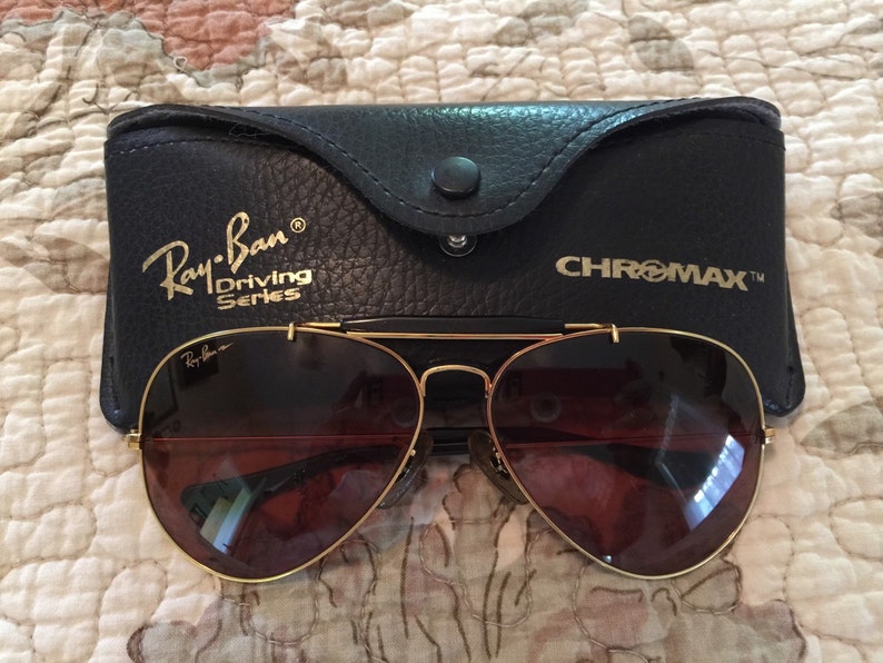 Vintage Ray Ban Aviators Sunglasses Driving Series Chromax Gold With