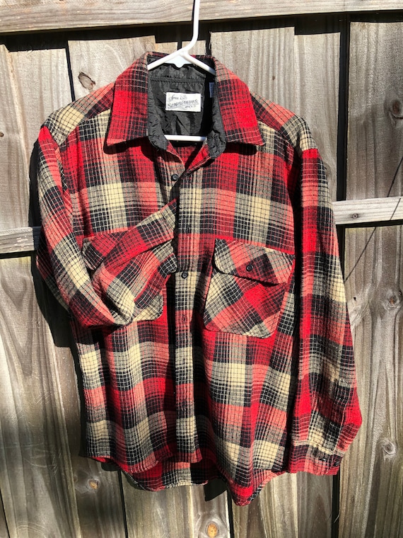 Vintage Sears and Roebuck Wool Blend Plaid Shirt … - image 1