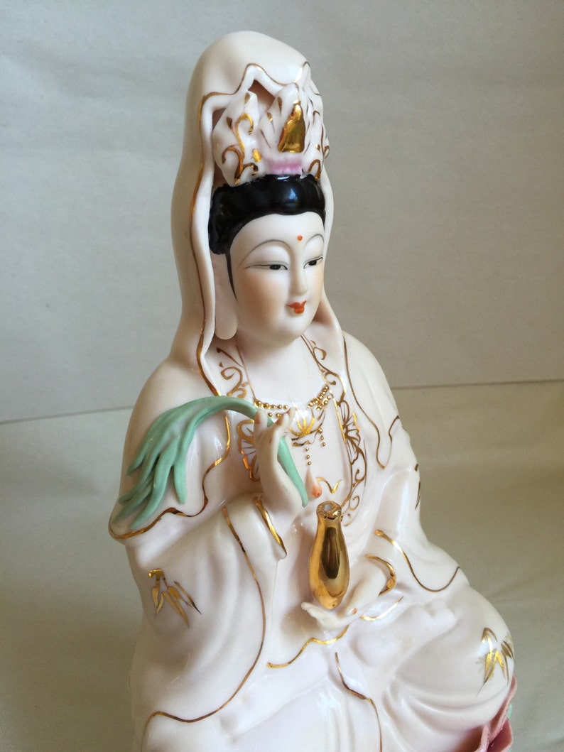 Signed Dehua Pink Porcelain Gaunyin Kwan yin Quan yin statue Etsy