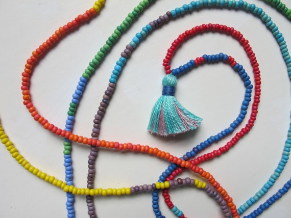 Rainbow Necklace Wrap Bracelet Tropical Rainbow Tassel Jewelry | Etsy