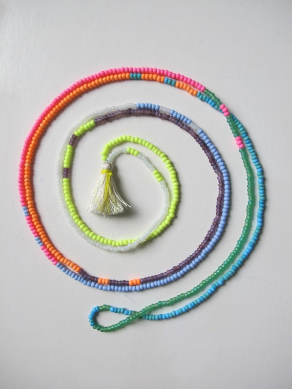Neon Rainbow Wrap Bracelet Bright Colored Jewelry Long | Etsy