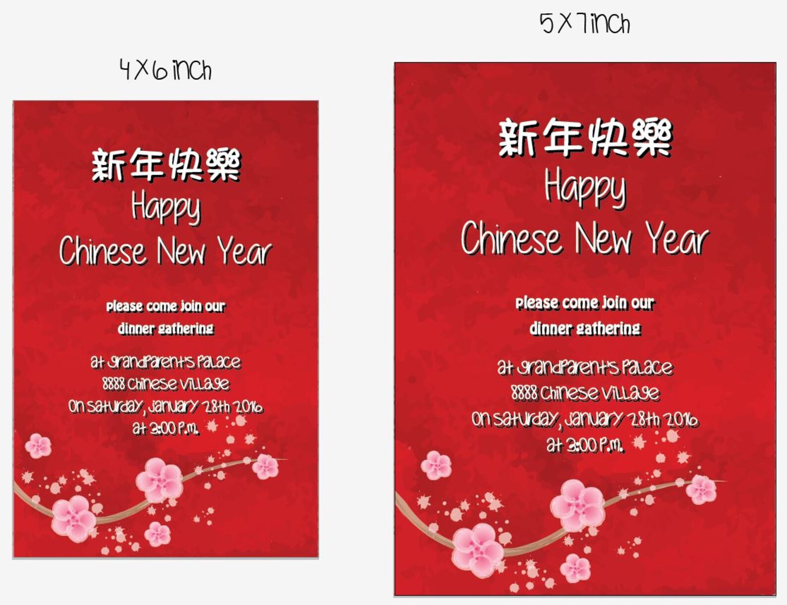 Chinese New Year Invitation 1 PDF JPG DOC Instant Download | Etsy