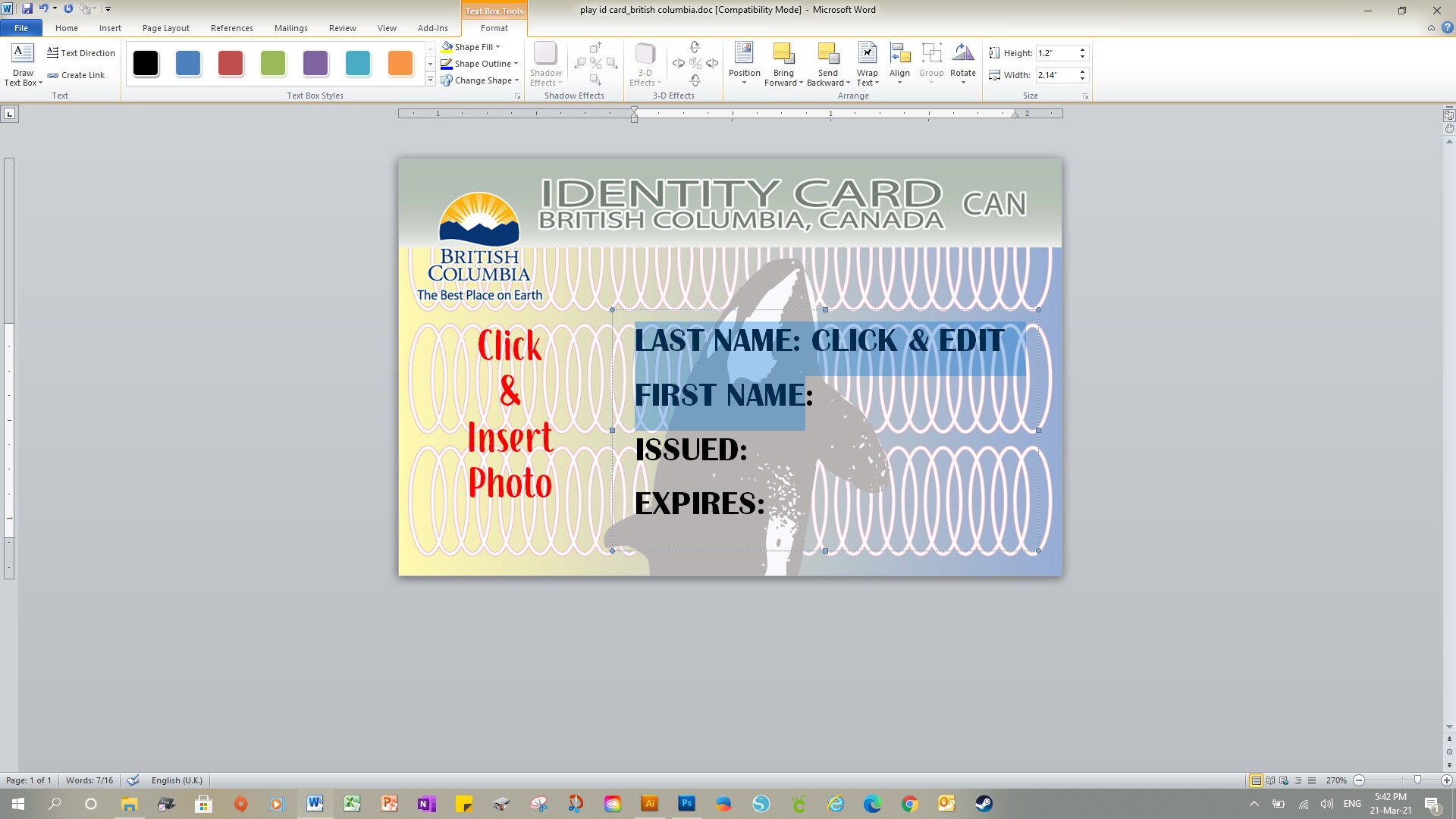 Pretend Play British Columbia ID Badge/ Card SVG JPG PDf EPs Etsy