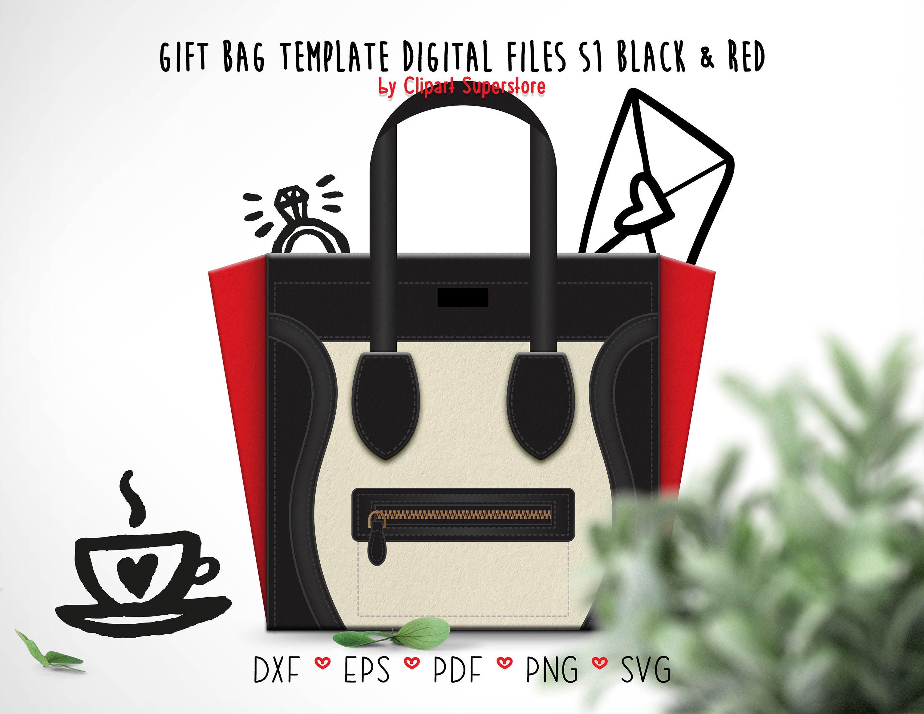 Gift Bag Handbag SVG EPS Pdf Vector Digital Template Files Etsy