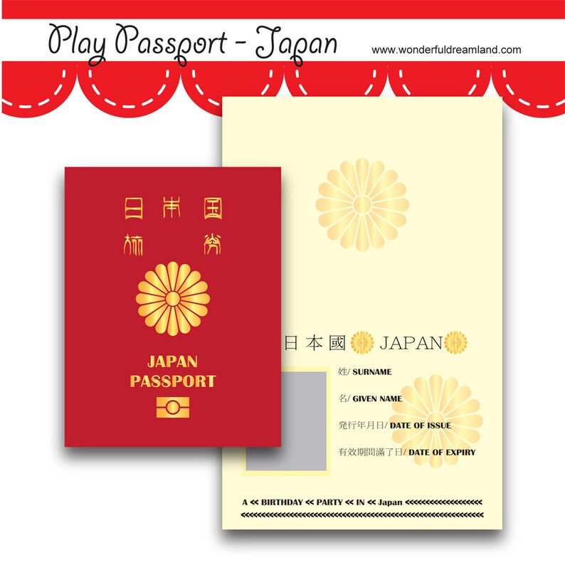 Play Passport Japan Invitation DOC PDF JPG Font Editable | Etsy