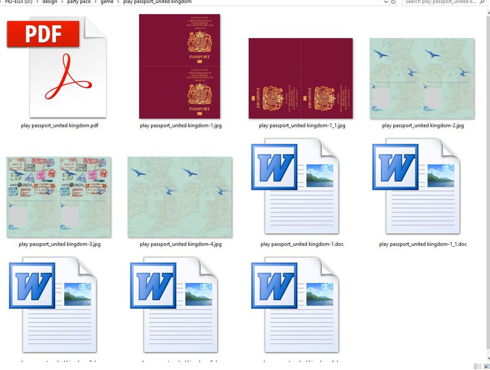 Play Passport UK United Kingdom Great Britain British PDF JPG | Etsy