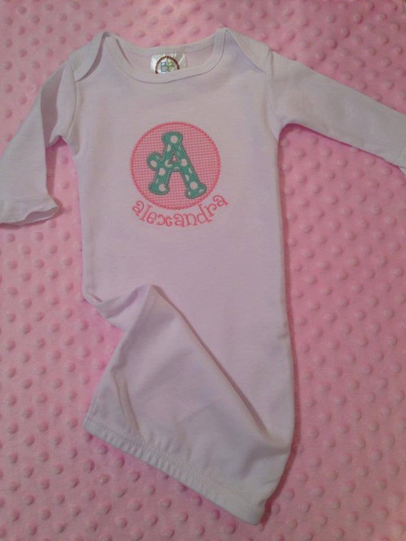 Items similar to Baby Gown with Initial Applique on Etsy