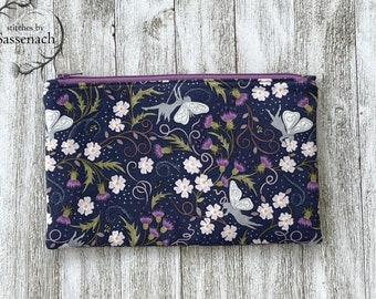 Scottish thistle bees fairy handmade pouch bag