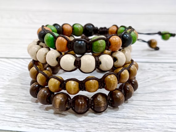 Shamballa Wooden Beads Bracelet, Men Bracelet, Yoga Bracelet