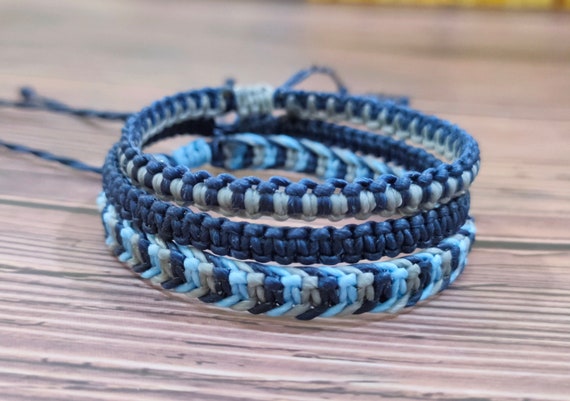 Set of 3 Friendship Macrame Bracelet or Anklet, Knotted Surf