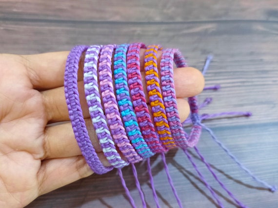 Purple Macrame Square Knot Bracelet, Friendship Bracelet, Braided