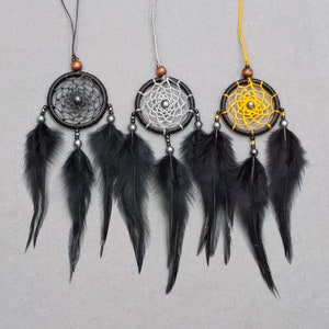 Boho Black Feather Dreamcatcher  Mini Dreamcatcher  Small Dreamcatcher  Car Mirror  Baby Shower  Wedding Favors  Party Favors  Boho  Gift