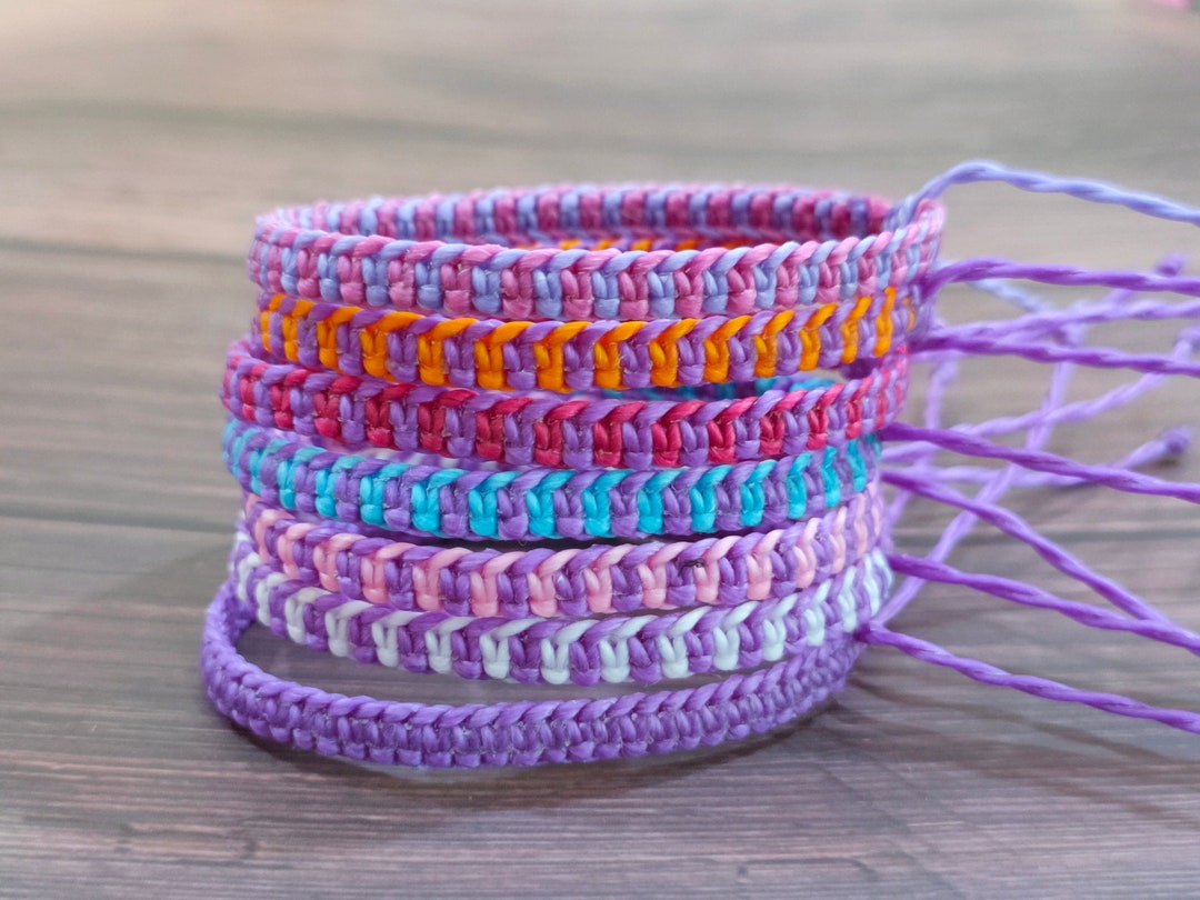 Purple Macrame Square Knot Bracelet, Friendship Bracelet, Braided