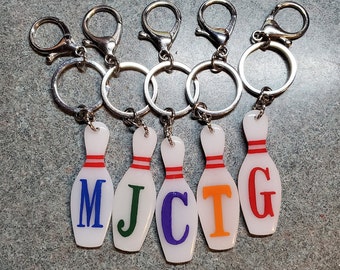 Custom Bowling Pin Keychain Backpack Purse Clip 2.5" Resin Acrylic Jumbo Lobster Claw Clasp Clip Keyring Keychain Customized