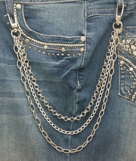 Handmade Biker Chick Bling Rocker Jewelry Hip Chain Booty Chains Wallet  Chains Triple Strand Heavy Duty Custom Sizes Available Jeans Trouser 