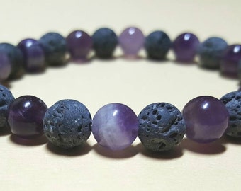 Handmade Amethyst Lava Rock Aromatherapy Diffuser Bracelet
