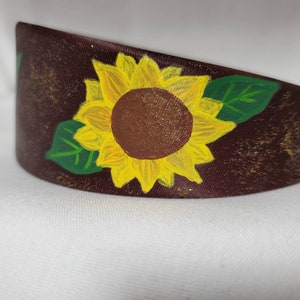 Hand Painted Sunflower Wide Headband Hair band Accessory Hoop Satin Plastic Flexible Hairband Embellishment image 6