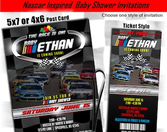 Nascar Inspired Race Car Baby Shower Party Package Decorations and Invitation - Printable and Customized Digital Files.