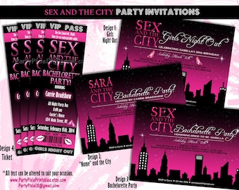 Sex and the City Party Invitations - Bachelorette, Girls Night Out, Birthday, Wedding Shower - Printable and Customized with your details.
