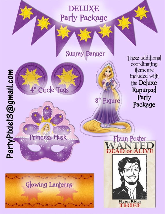 10 CARTES INVITATION ANNIVERSAIRE Raiponce Rapunzel (avec des