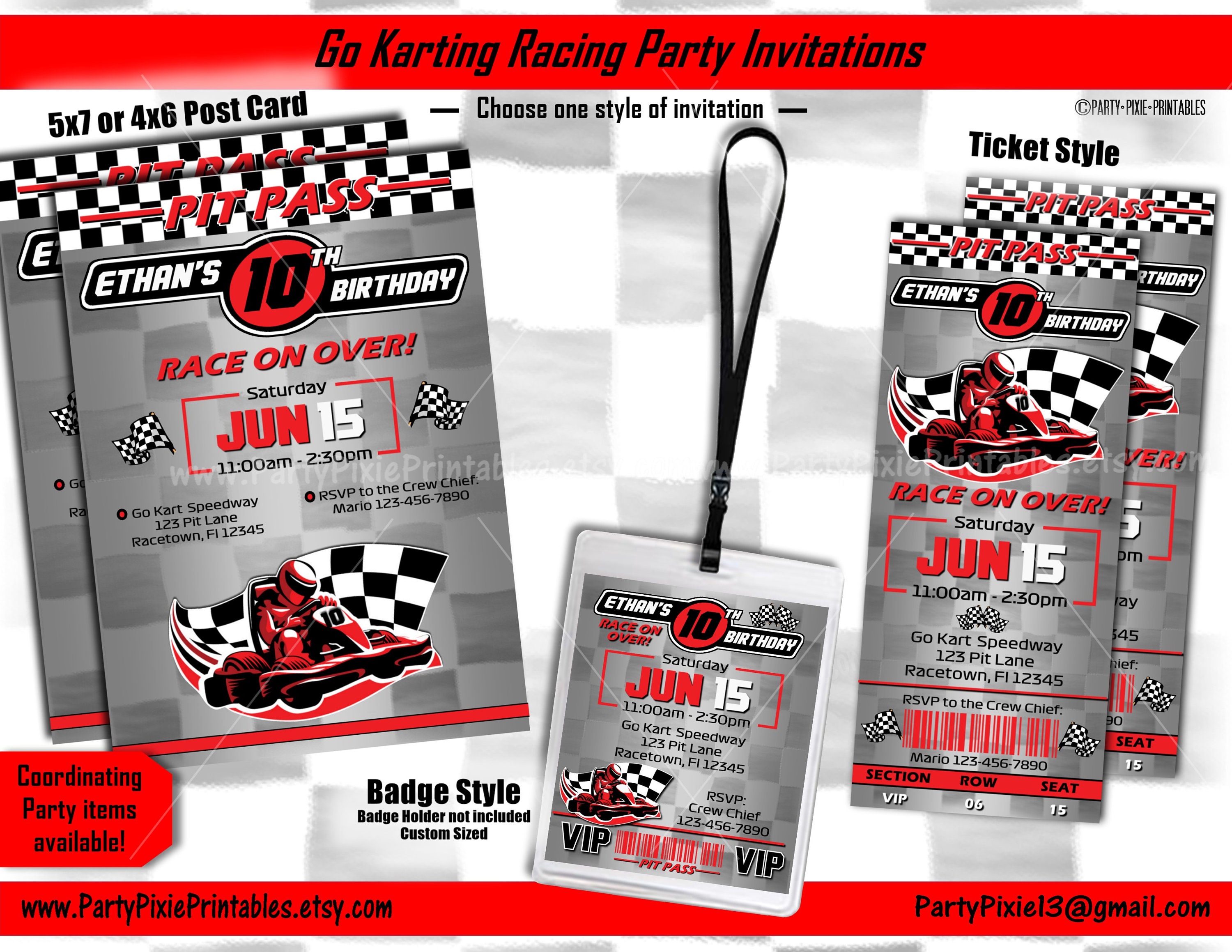 Go Karting Racing Party Invitations Printable Personalized Etsy Australia