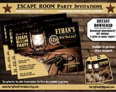 INSTANT DOWNLOAD Escape Room Party Invitations - 5x7/4x6 - Printable and Personalized with your party details - Digital PDF File