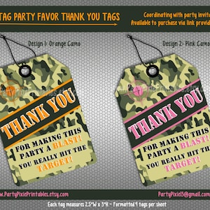 LASER TAG Party Favor Thank You Tags - Instant Download - Coordinating with Invitations - Printable Digital File