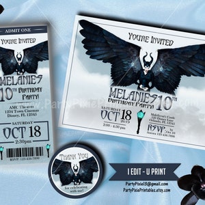 Maleficent 2 Party Einladungen 5 x 7 oder 4 x 6 Ticket-Stil Danke Tags - personalisierte & druckbare digitale Dateien