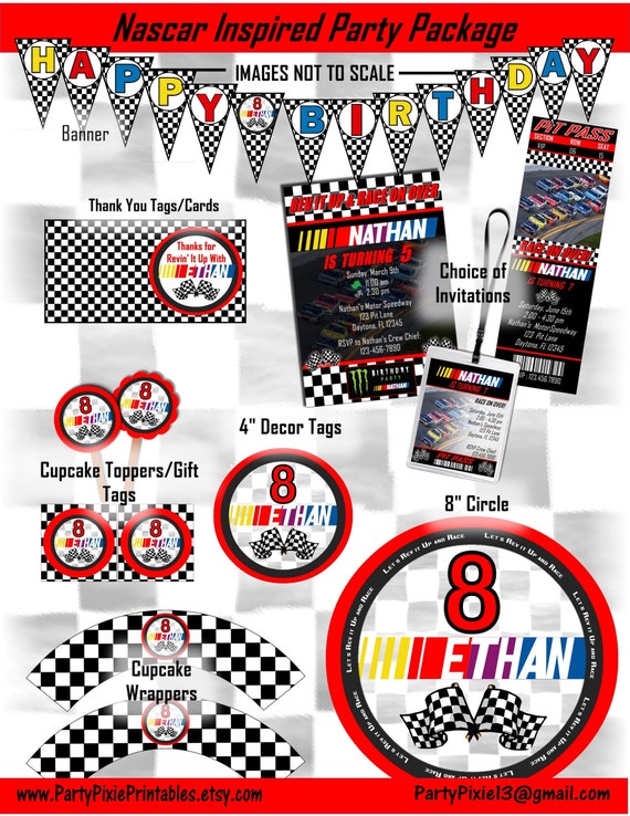 Nascar Inspired Racing Party Package And Invitation Etsy