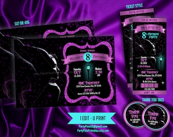 Maleficent 2 Party Invitations 5x7 or 4x6 Ticket Style Thank You Tags - Personalized & Printable Digital Files