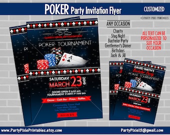 Zaproszenie na imprezę turnieju pokerowego - Charytatywny wieczór kawalerski, urodziny Buck i Doe - dowolny rozmiar - spersonalizowany i możliwy do wydrukowania plik cyfrowy