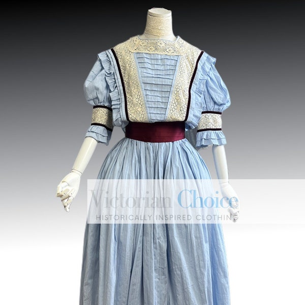 Edwardian Vintage Dress, 1910s 1920s Downton Abbey Titanic Dress, Vintage Tea Party Dress, Theater Costume, Vintage Fashion, Cotton Crepe