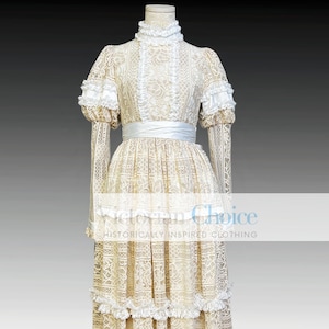 Victorian Edwardian 1900s 1910s Vintage Premium Lace Overlay Wedding Dress, Bridal Gown, Victorian Bride, Downton Abbey Garden Dress Theater