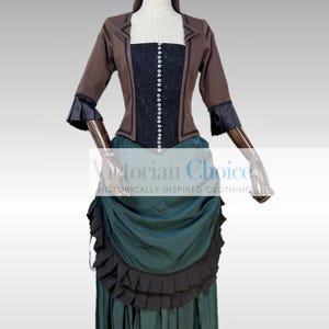 Victorian Edwardian 1890s 1900s Vintage Bustle Dress 2PC Suit, Downton Abbey Titanic Period Theater Clothing, Green Christmas Holiday Dress