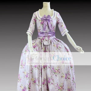 Bridgerton Princess Floral Fancy Dress Gown, Colonial Georgian 18th Century Dress, Fairytale Princess Queen Theater Costume, Holiday Dress