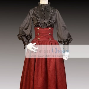 Black and Burgundy Victorian Edwardian Vintage Gothic Girl Steampunk Dress,  Miss Darkness Fantasy Fairytale Costume, Gothic Wedding Dress