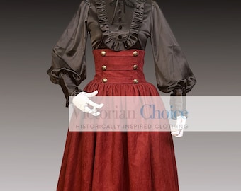 Black and Burgundy Victorian Edwardian Vintage Gothic Girl Steampunk Dress,  Miss Darkness Fantasy Evil Queen Vampire Halloween Costume