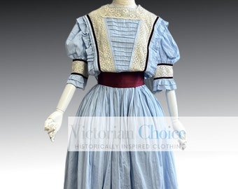 Edwardian Vintage 1910s 1920s Downton Abbey Titanic Quality Cotton Crepe Dress, Vintage Tea Party Garden Dress, Murder Mystery Theatrical