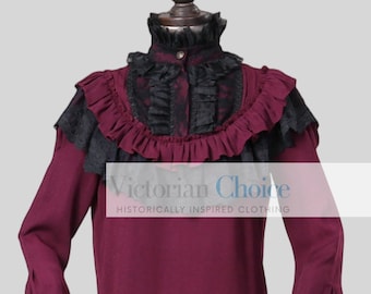 Ladies Victorian Blouse, Edwardian Vintage Shirt, Dark Gothic Girl Steampunk Punk Murder Mystery Party Blouse, Theater Clothing