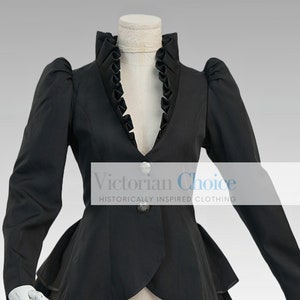 Black Edwardian Vintage Blazer, 1910s 1920s Vintage Riding Habit Jacket, Steampunk Theater Jacket, Gothic Girl Cosplay Top, Theater Costume