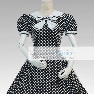 Victorian Sweet Lolita Dress, Cute Black and White Cotton Lolita Dress, Steampunk Punk Cosplay Girl Dress, Dark Doll Theater Clothing