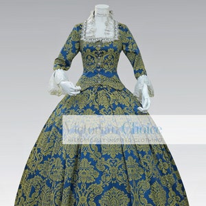 Georgian 18th Century Dress, Bridgerton Queen Charlotte Brocade Floral Fancy Dress Ball Gown, Princess Queen Theater Costume, Holiday Dress