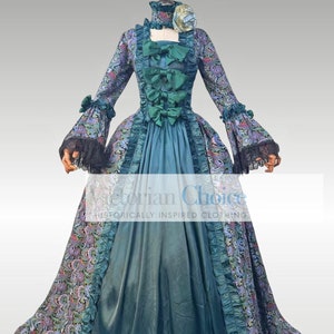 Renaissance Festival Georgian 18th Century Queen Marie Antoinette Princess Fantasy Dress, Fairytale Peacock Masquerade Gown, Theater Costume