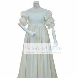 Regency Style Bridgerton Soft Embroidered White Muslin Fine Cotton Wedding Dress Bridal Gown Lace, 1800s 1810s Regency Fancy Evening Gown