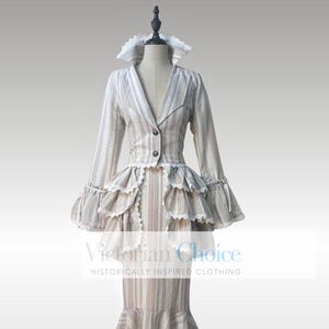 Victorian Edwardian Downton Abbey 1900s 1910s Vintage Form Fitting Peplum 3-PC Suit Dress, Titanic Dress, Theatrical Reenactment Clothing